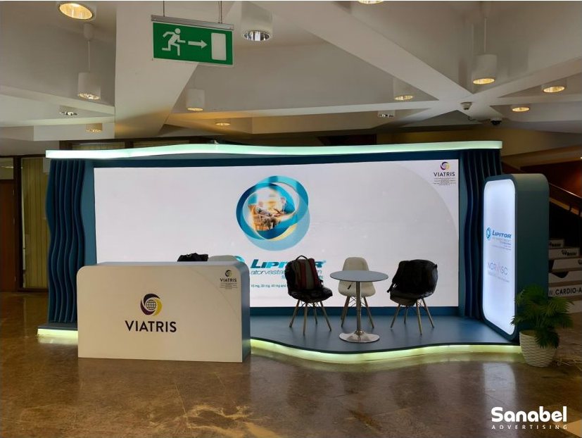 Double-deck exhibition stand built by Sanabel Advertising